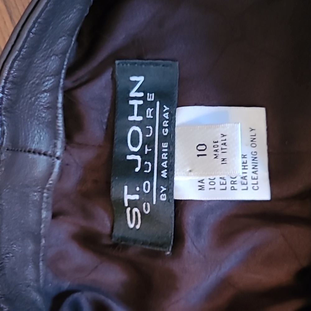 ST JOHN CONTURE BY MARIE GRAY BROWN 100% LEATHER PANTS